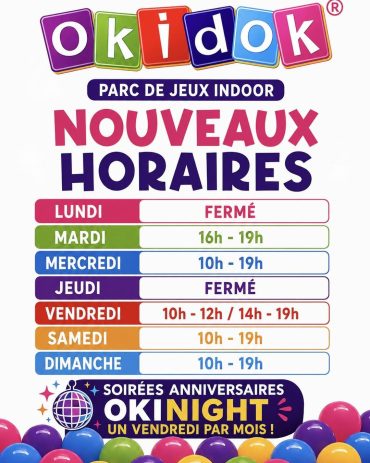 Nouveaux horaires OKIDOK Colmar : le vendredi, on ouvre aussi le matin !